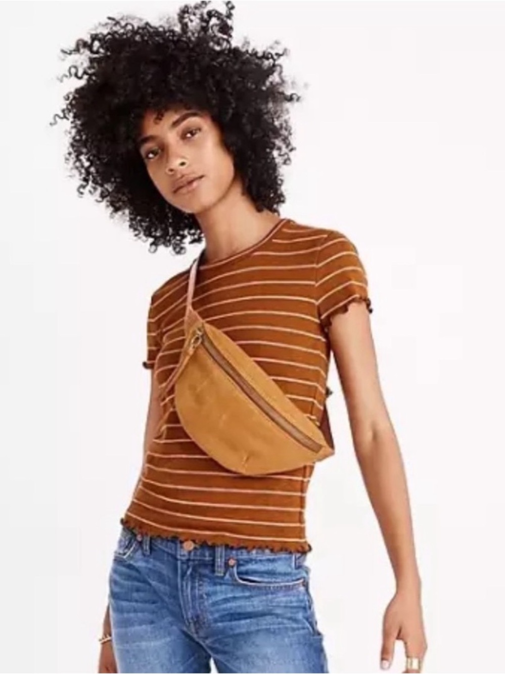 Madewell Milstead Stripe Tee in Pecan Size XL